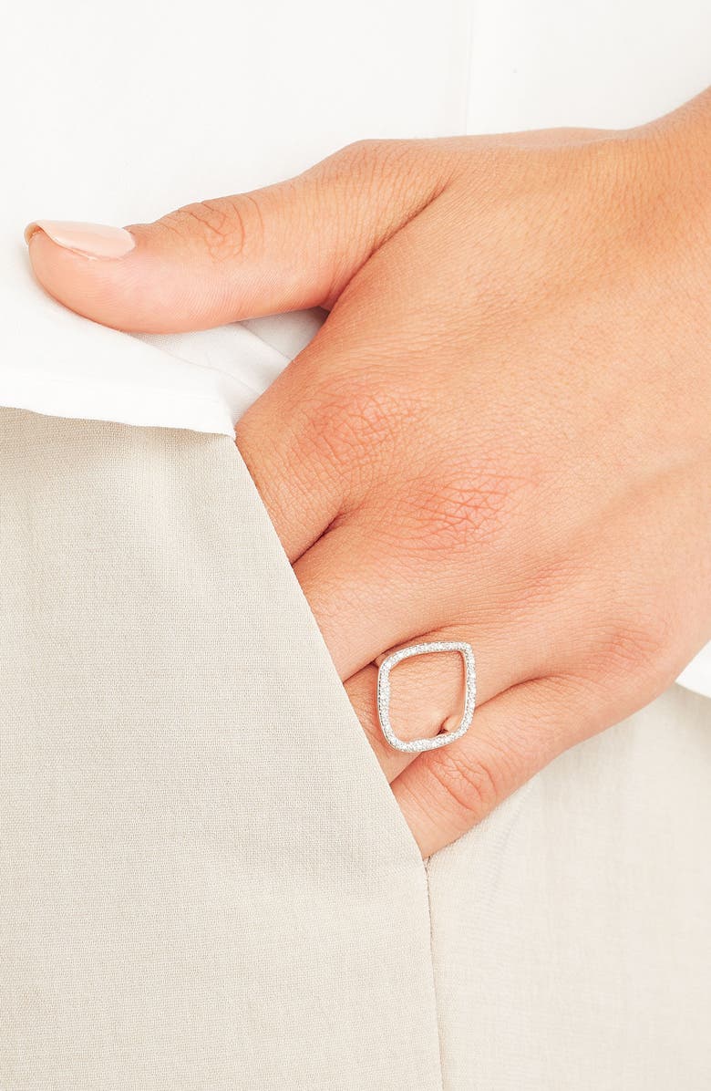 Monica Vinader Riva Hoop Diamond Ring, Alternate, color, Silver