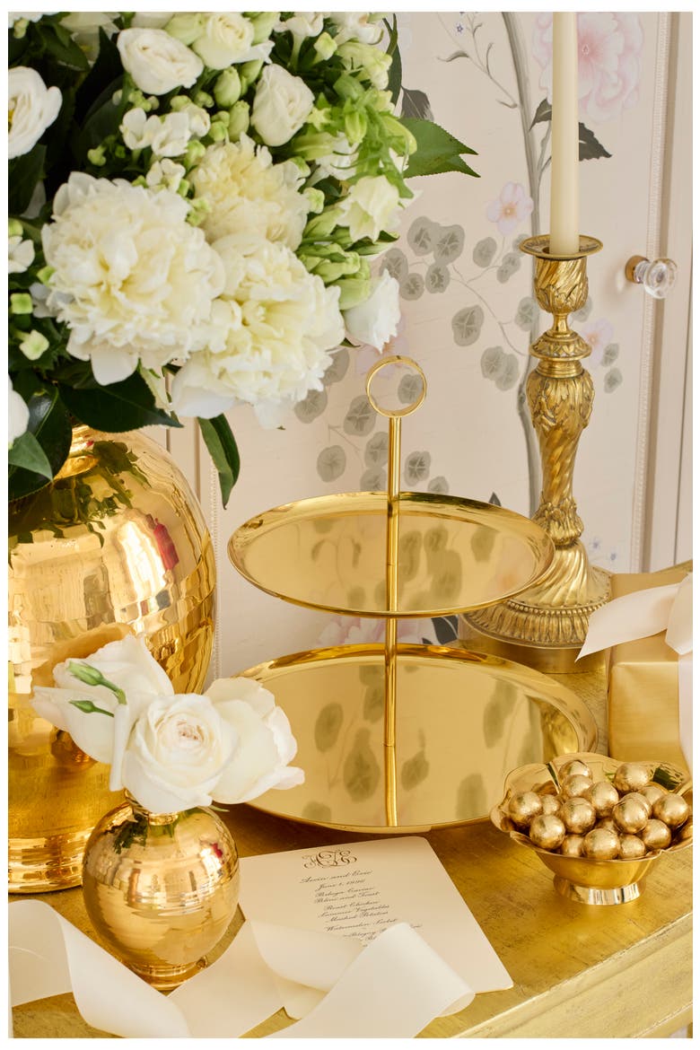 Sintra Two-Tier Stand, Alternate, color, BRASS