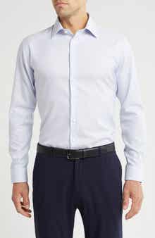 Nordstrom Trim Fit Premium Non-Iron Ticking Stripe Cotton Dress Shirt