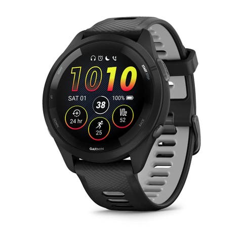 Forerunner 265, Black Bezel and Case with Black/Powder Gray Silicone Band