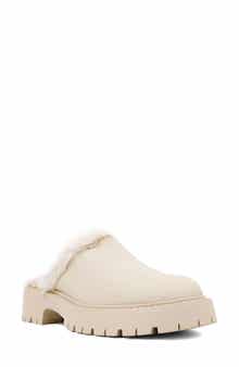 SHUSHOP Tulip Faux Shearling Lined Lug Sole Mule