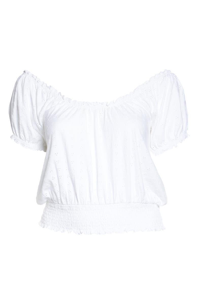 BP. Off the Shoulder Eyelet Top, Alternate, color,