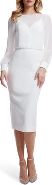 Dress the Population Pilar Mixed Media Long Sleeve Dress