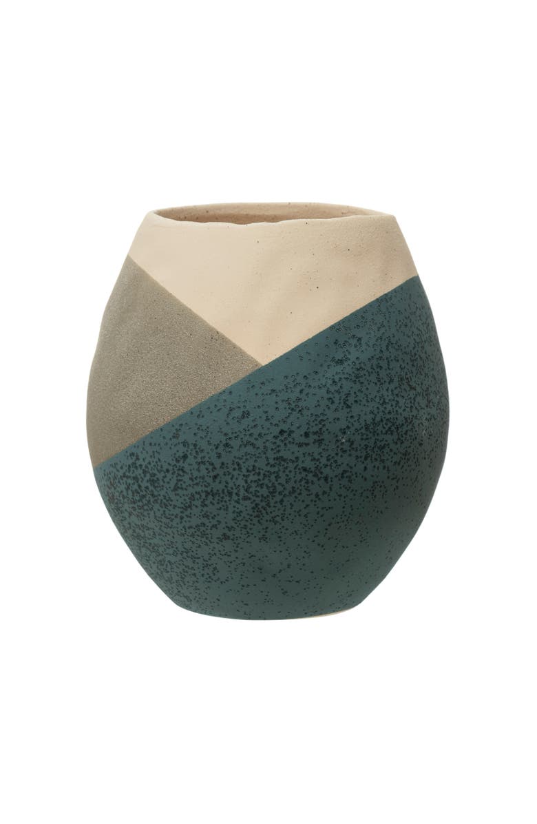 Storied Home Hand-Painted Stoneware Planter, Sand Finish, Multi Color, Main, color, Cream