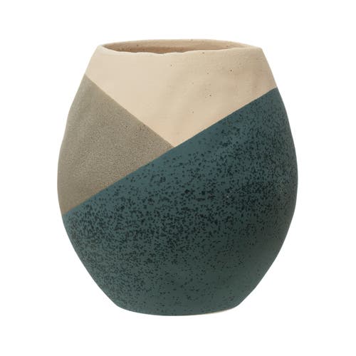Storied Home Hand-painted Stoneware Planter, Sand Finish, Multi Color
