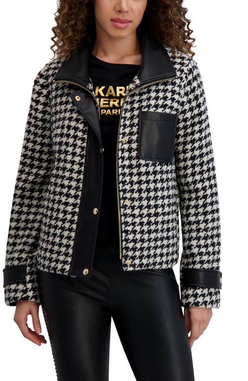 Karl Lagerfeld Paris Wool Blend Felt Crop Jacket In Black