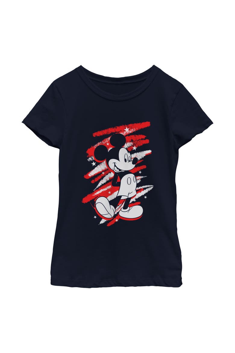 Girl's Mickey & Friends Classic Pose and Scribbles  Graphic T-Shirt, Main, color, Navy Blue