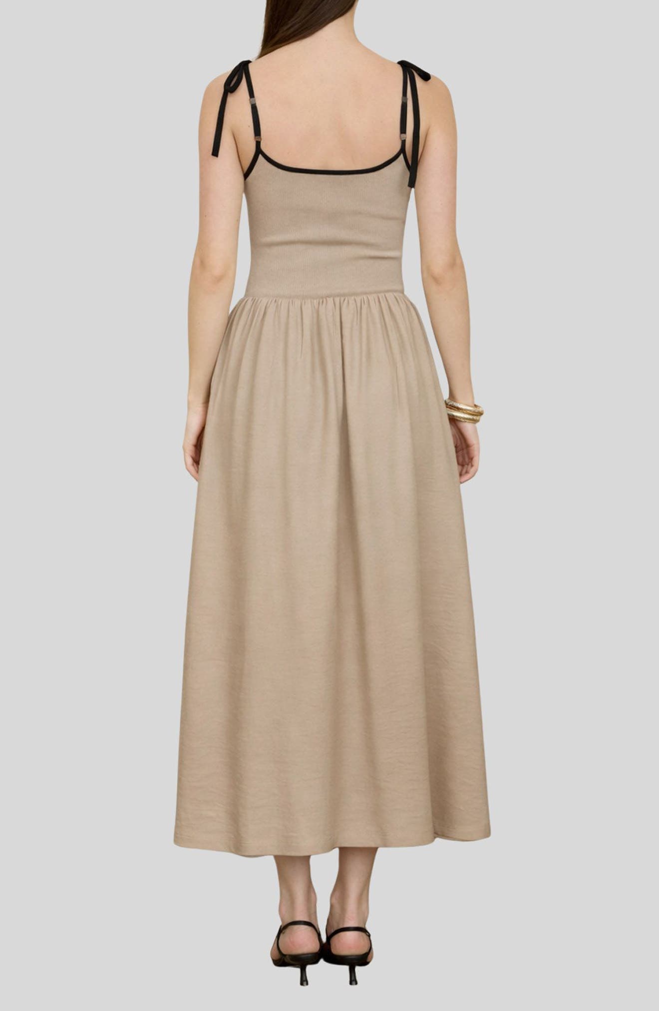 Contrast Bow Strap Midi Dress - image 4