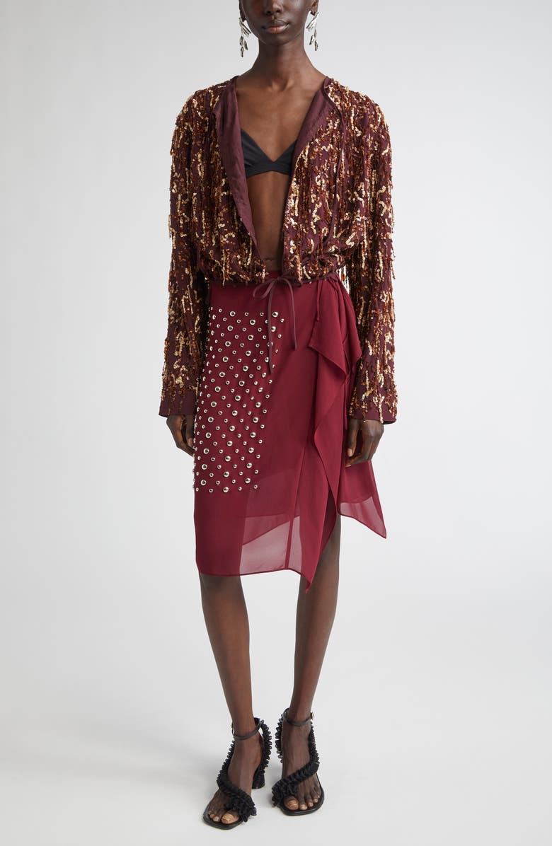 Dries Van Noten Sequin Embellished Silk Crop Jacket, Alternate, color, 