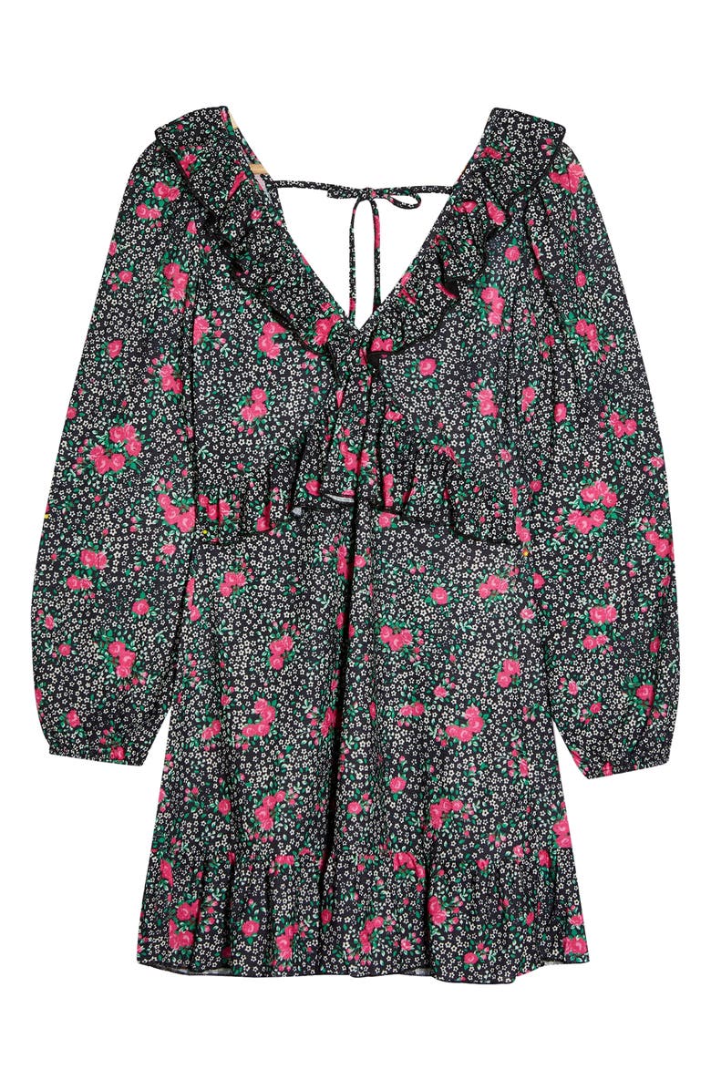 Topshop Double-V Long Sleeve Jersey Minidress, Alternate, color,