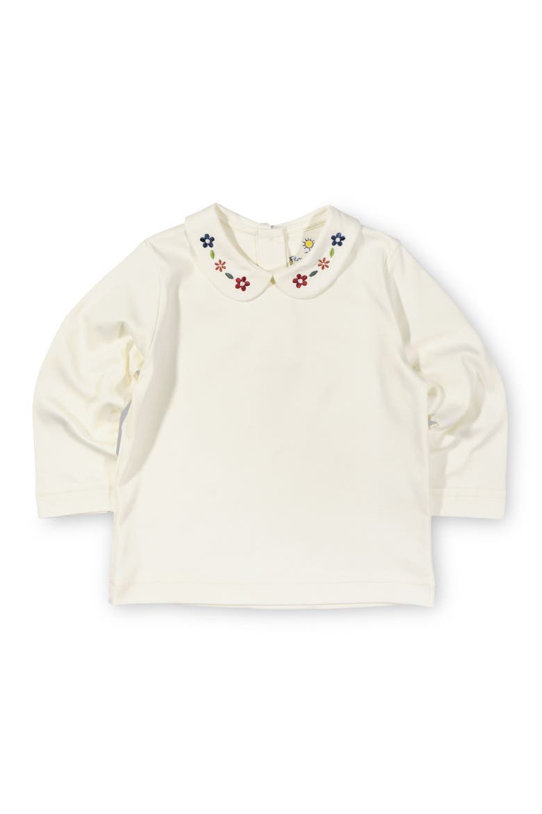 Knit Long Sleeve Blouse With Embroidered Flowers, Main, color, Ivory