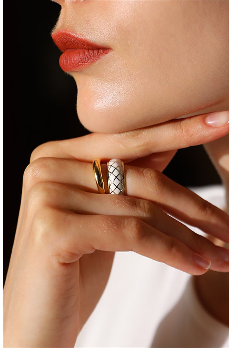 White Uraeus Ring, Alternate, color, White & Gold
