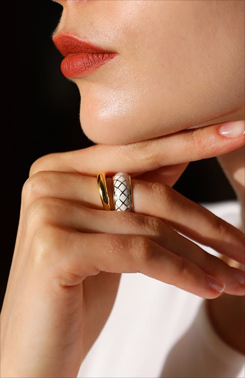Rc Retro Chic White Uraeus Ring In Gold
