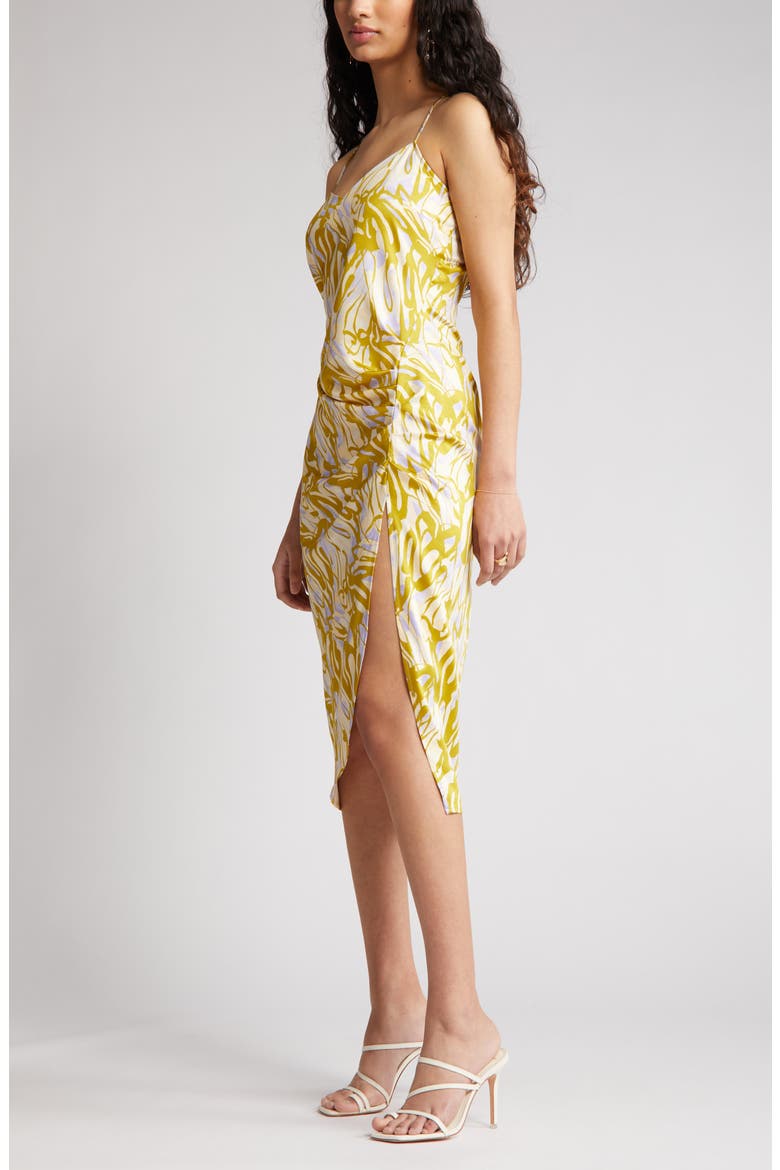 Strappy Shirred Sleeveless Midi Dress, Alternate, color, PURPLE P LAVA ABSTRACT