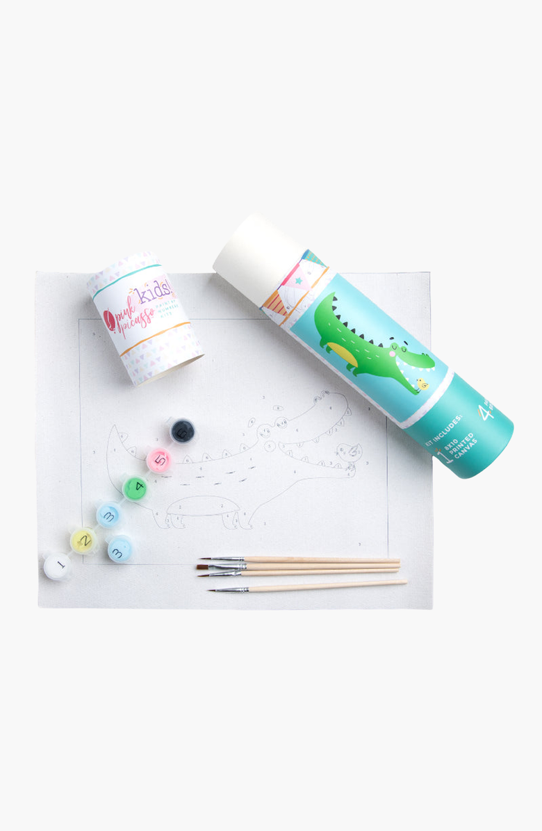 Pink Picasso Kits Later Gator Paint-by-Numbers Kit, Alternate, color, Light Blue Canvas