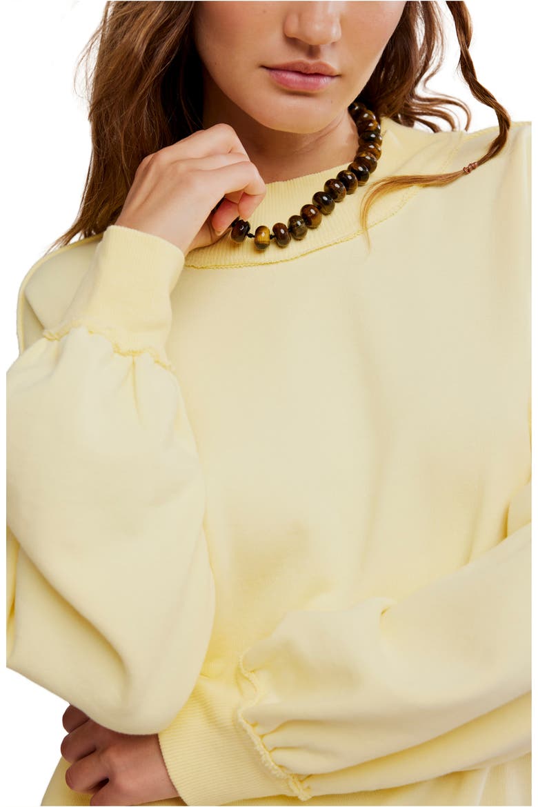 Palm Springs Mock Neck Cotton Fleece Sweatshirt, Alternate, color, BANANA CREAM