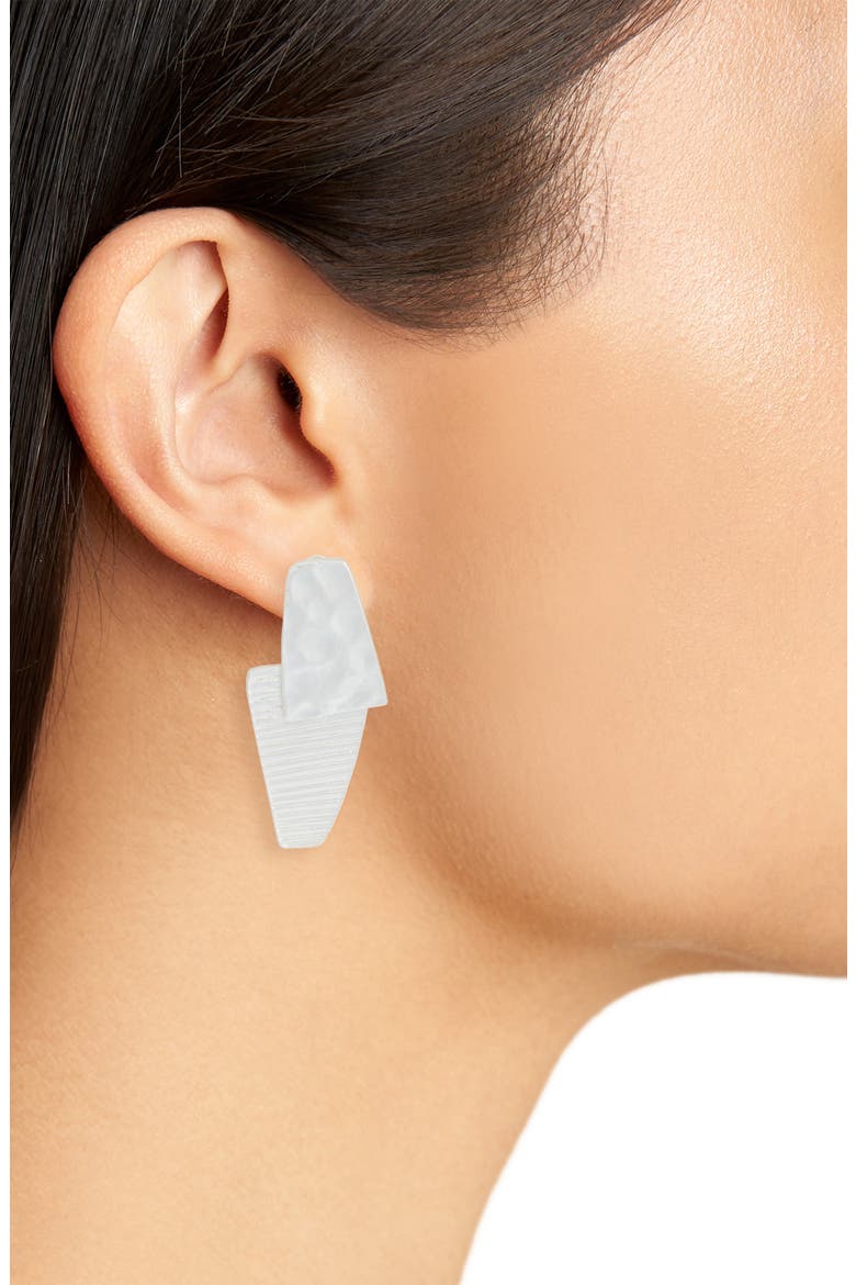 Geometric Clip-On Earrings, Alternate, color, SILVER