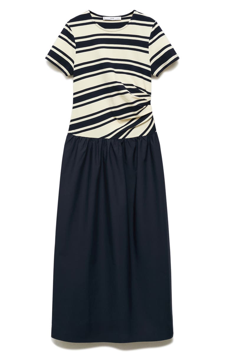 MANGO Stripe Bodice Cotton Maxi Dress, Alternate, color, Dark Navy