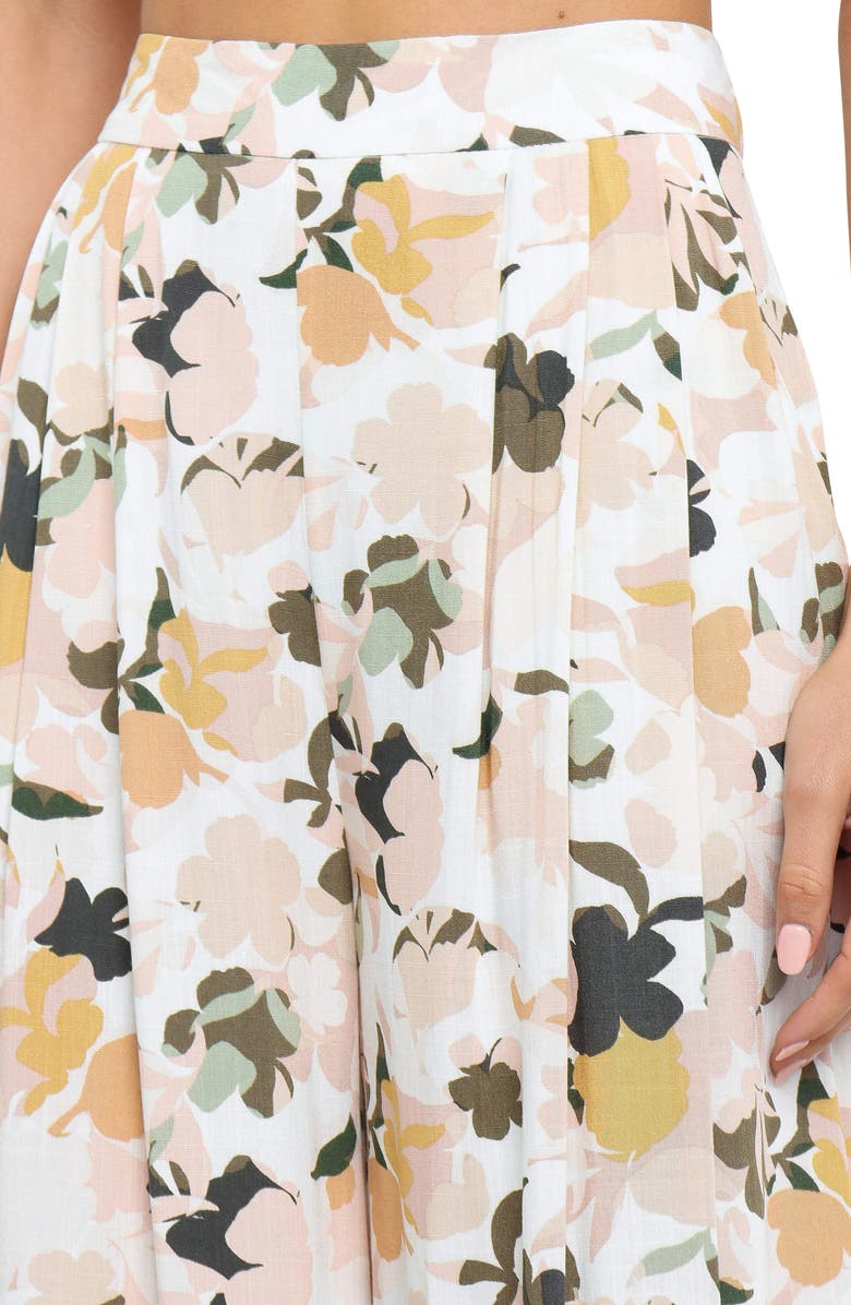 Petal & Pup Lessie High Waist Floral Wide Leg Pants, Alternate, color, Blush