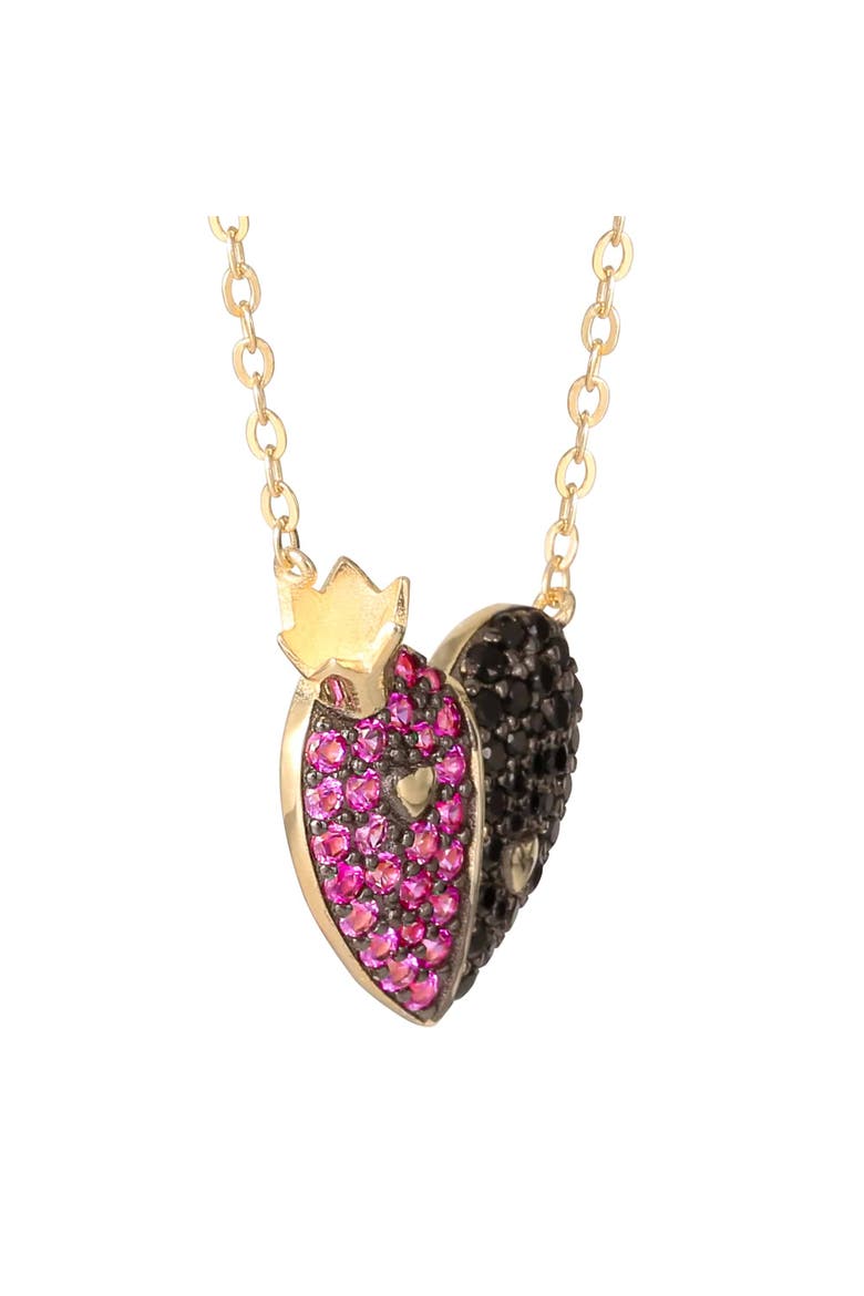 Villains Queen of Hearts Necklace, 18", 18k Gold Flash-Plated Sterling Silver, Alternate, color, Multi