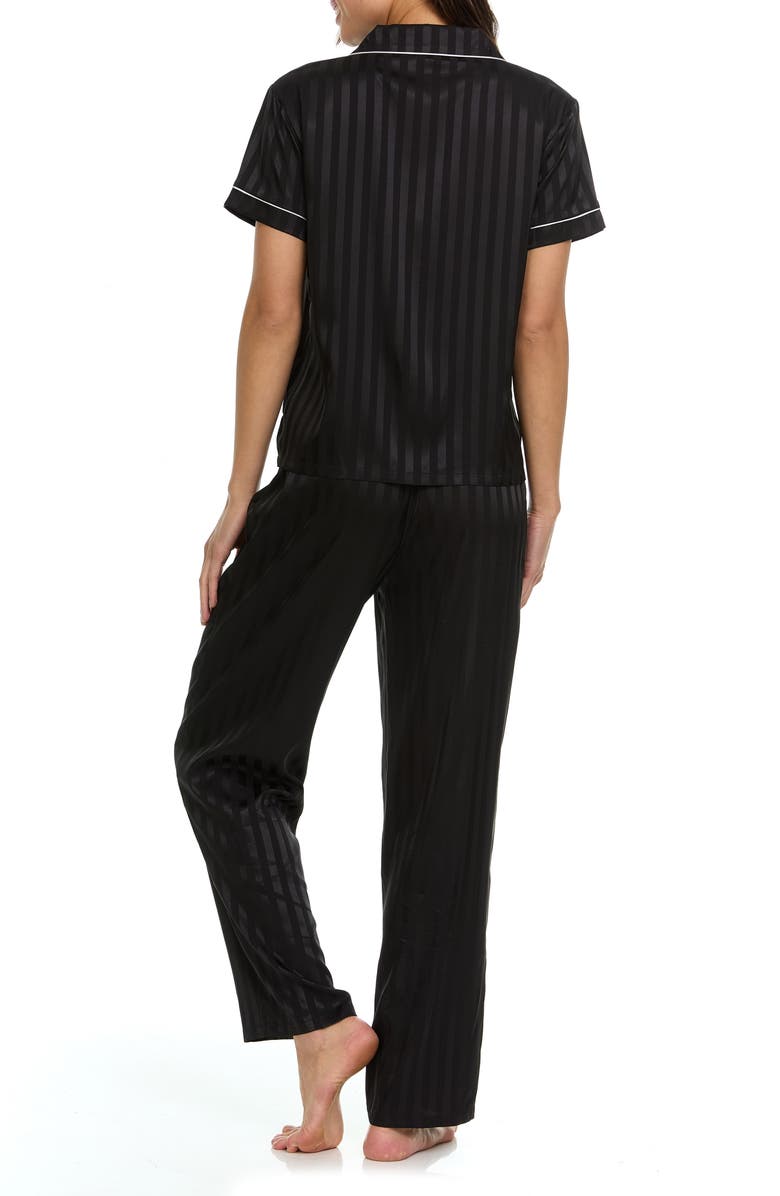 Flora By Flora Nikrooz Angela Jacquard Stripe Long Pajamas, Alternate, color, Black