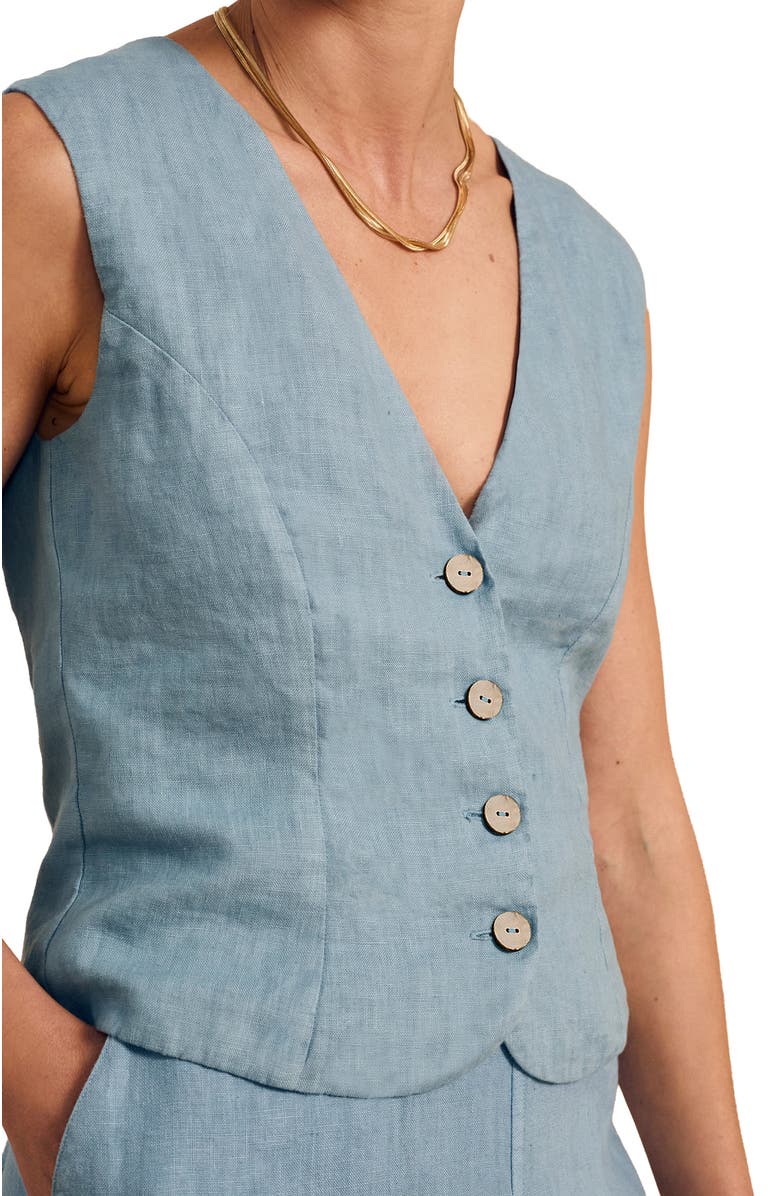Celtic & Co. Linen Blend Tailored Waistcoat, Alternate, color, Chalk Blue