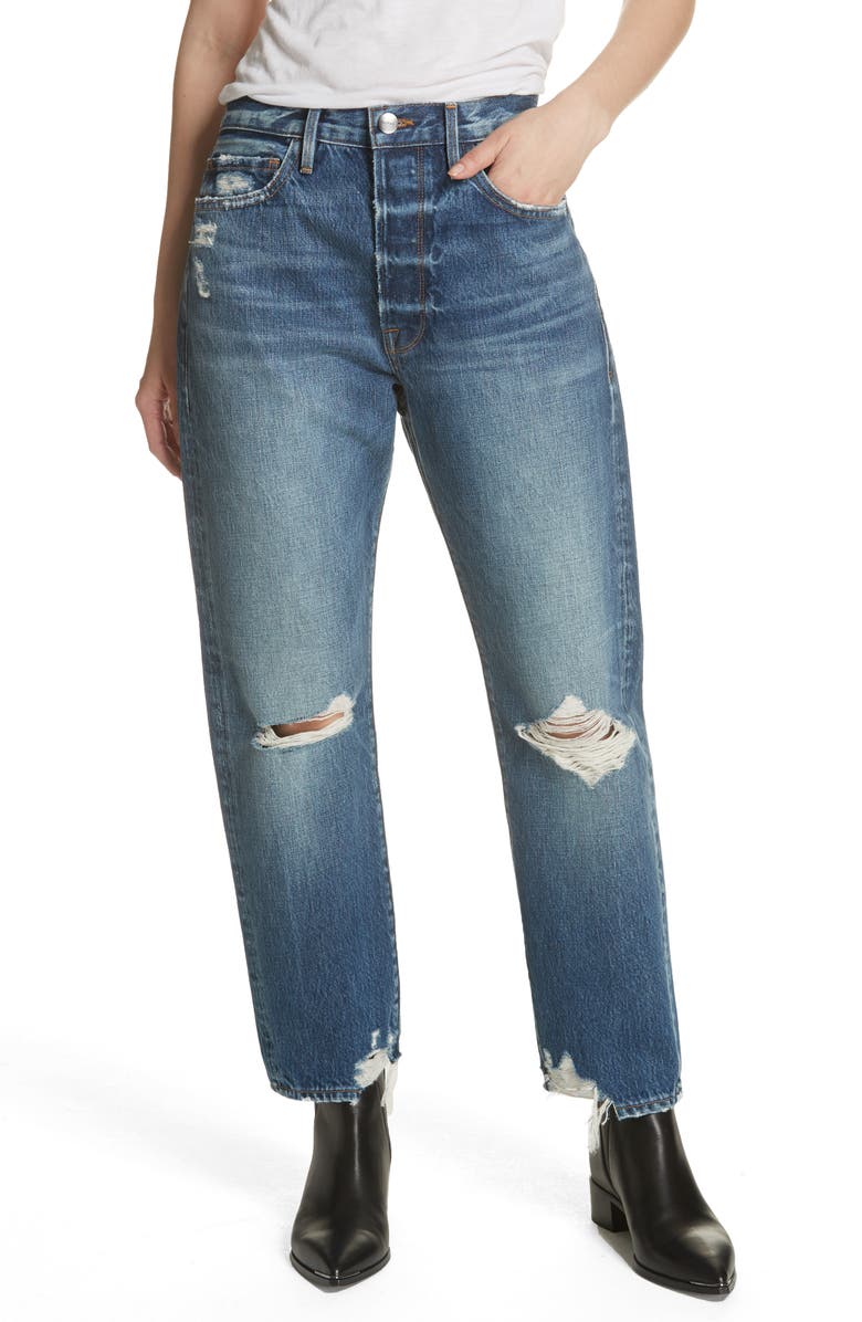 FRAME Le Original Ripped High Waist Crop Jeans, Main, color, 