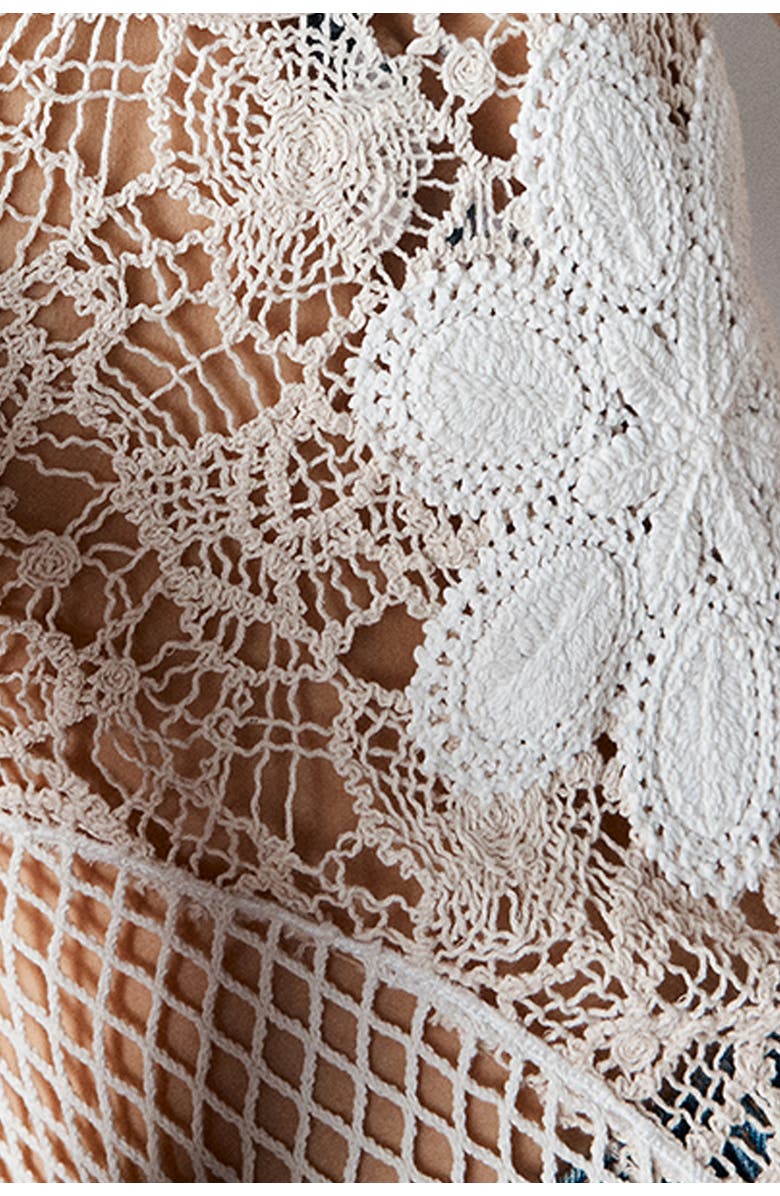 NASTY GAL Scoop Neck Crochet Mini Dress, Alternate, color, Stone