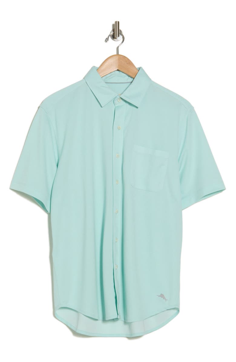 Tommy Bahama San Rio Short Sleeve Piqué Stretch Button-Up Shirt, Alternate, color, Beach Glass