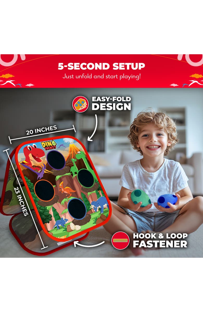 Swooc Games Dino Frenzy | 2-in-1 Corn Hole Games for Kids, Alternate, color, Red