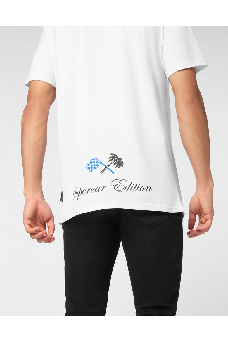 Jersey T-Shirt Round Neck Ss Strass Skull Men, Alternate, color, white