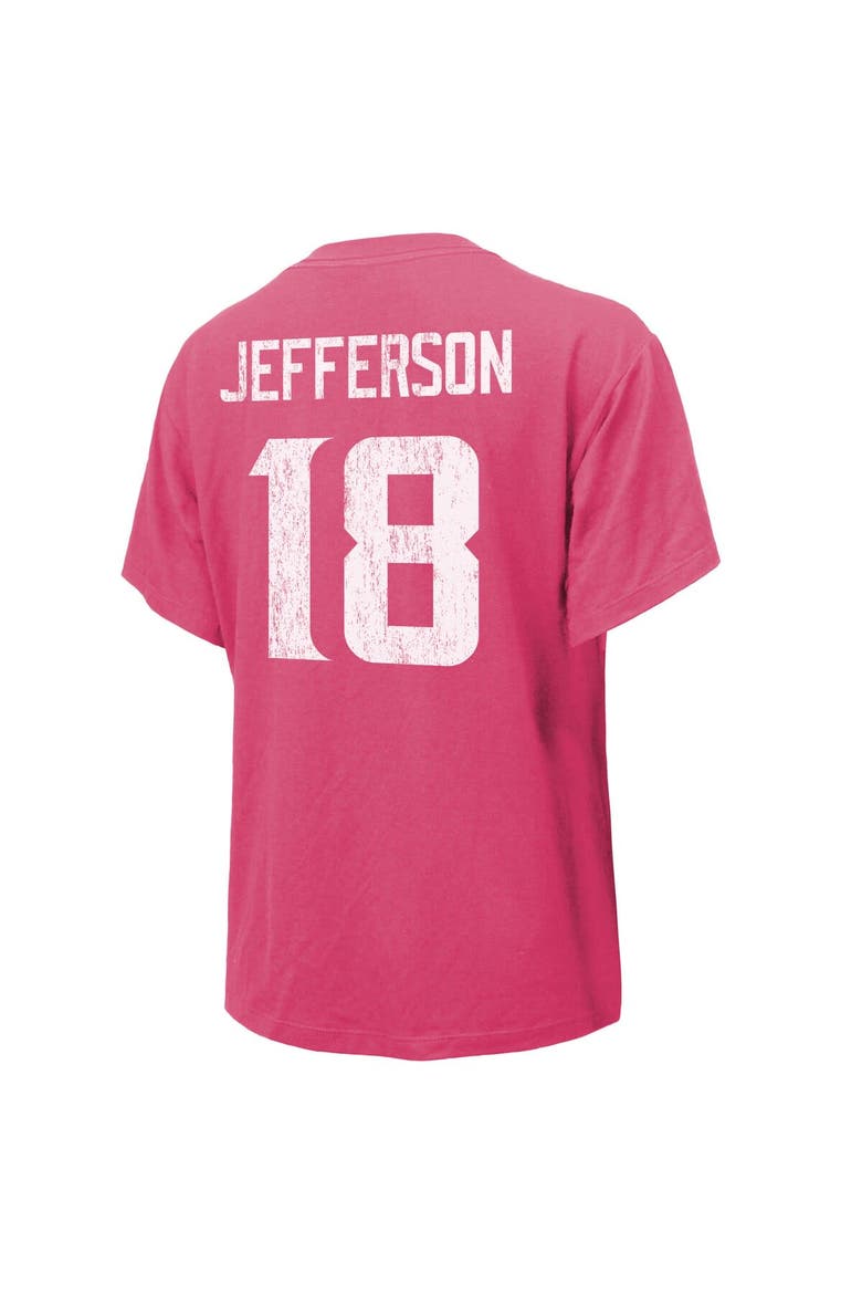 Women's Majestic Threads Justin Jefferson Pink Minnesota Vikings Name & Number T-Shirt, Alternate, color, Pink