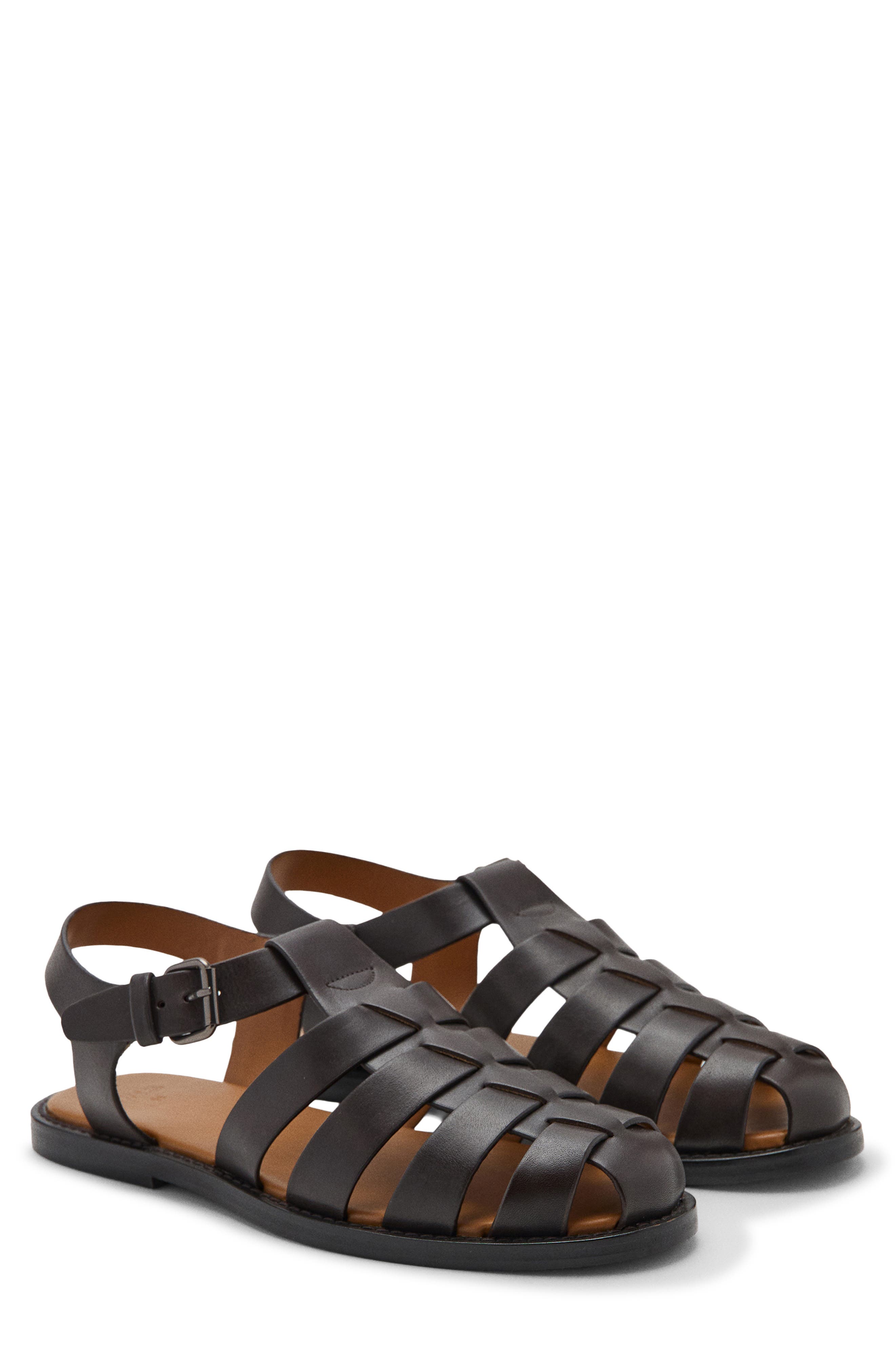 Leather Fisherman Sandal, Main, color, BROWN