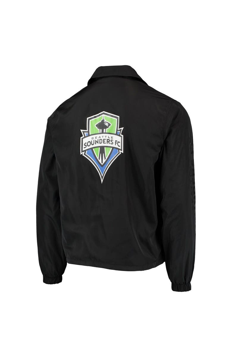 THE WILD COLLECTIVE Men's The Wild Collective Black Seattle Sounders FC Coaches Full-Snap Jacket, Alternate, color, Black