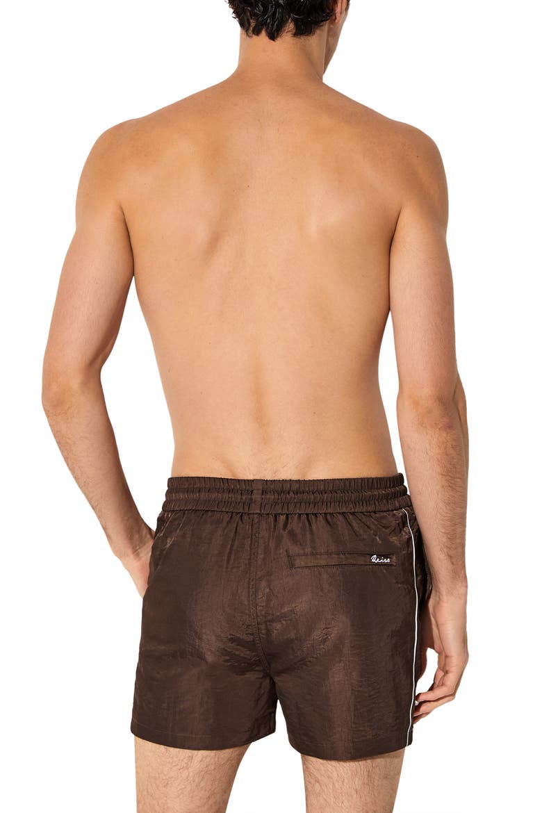 Breeze Piped Nylon Swim Trunks, Alternate, color, CHOCOLATE BROWN