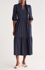 Caslon® Three-Quarter Sleeve Knit Midi Dress