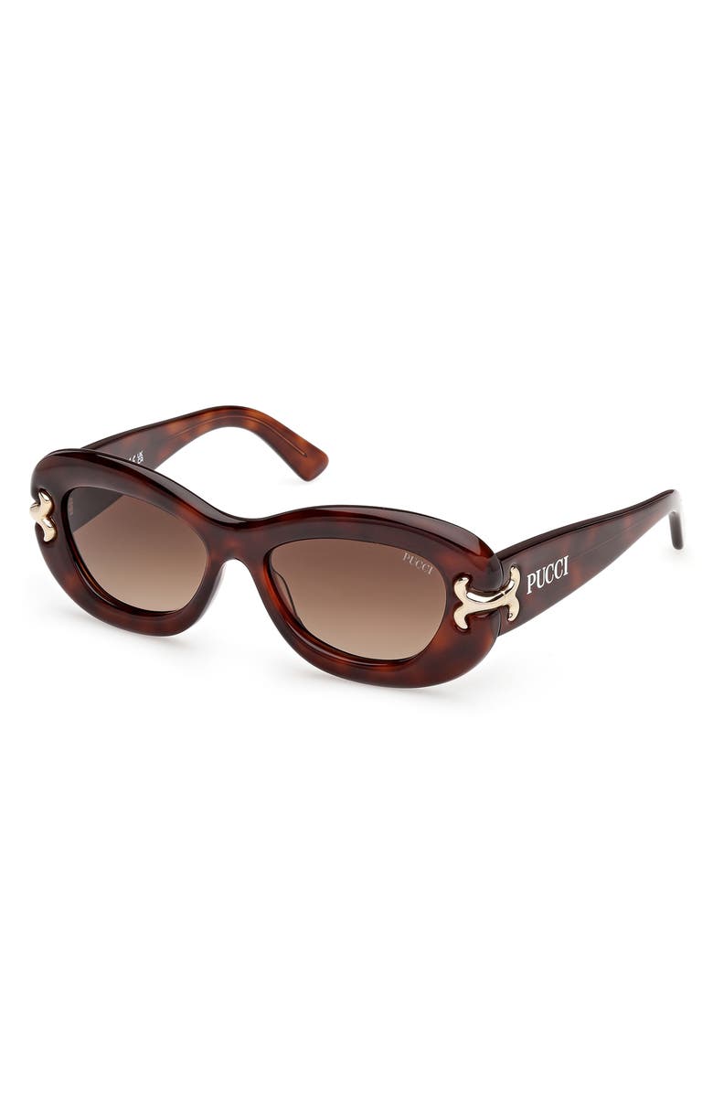 Emilio Pucci 52mm Geometric Sunglasses, Alternate, color, Blonde Havana / Gradient Brown