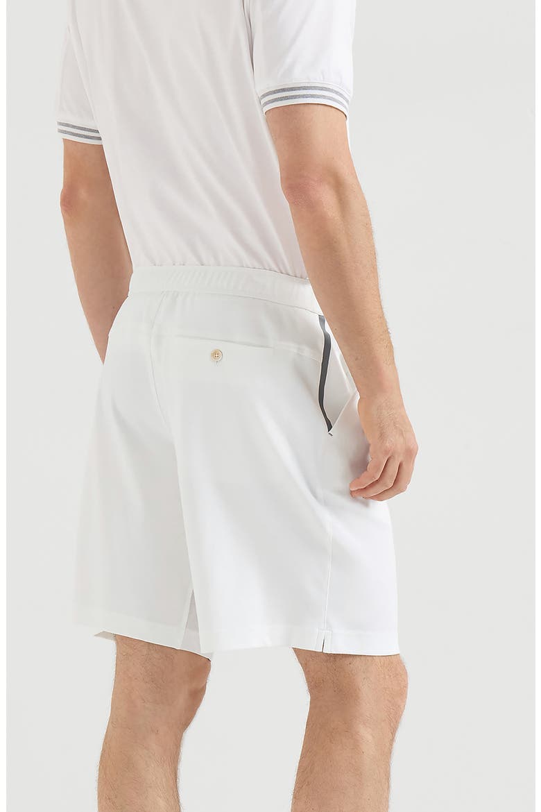 Cotton interlock shorts with logo, Alternate, color, White