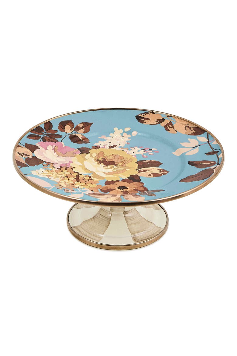 Wild Rose Slate Mini Pedestal Platter, Alternate, color, BLUE