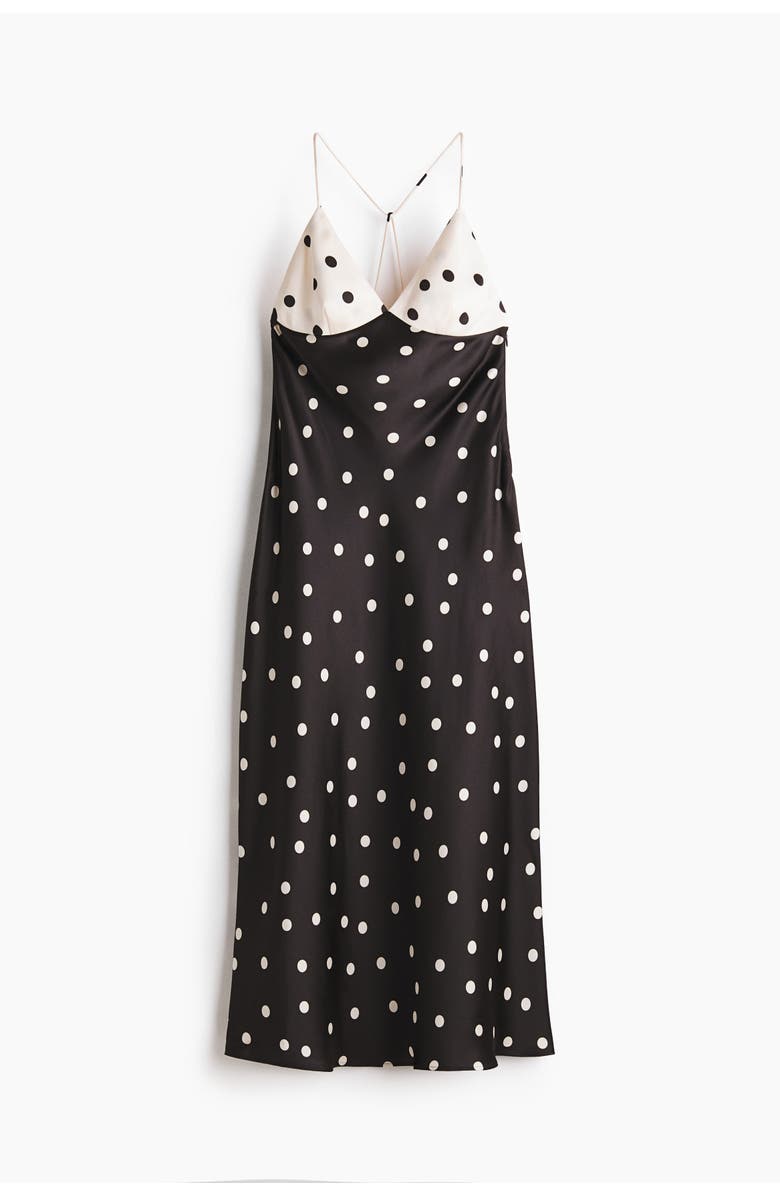 H&M Satin strappy dress, Alternate, color, Black/Dotted