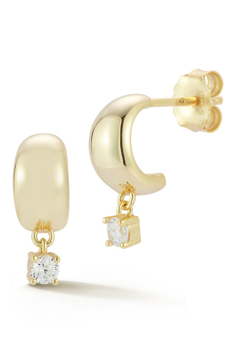 Cubic Zirconia Drop Small Hoop Earrings, Main, color, GOLD