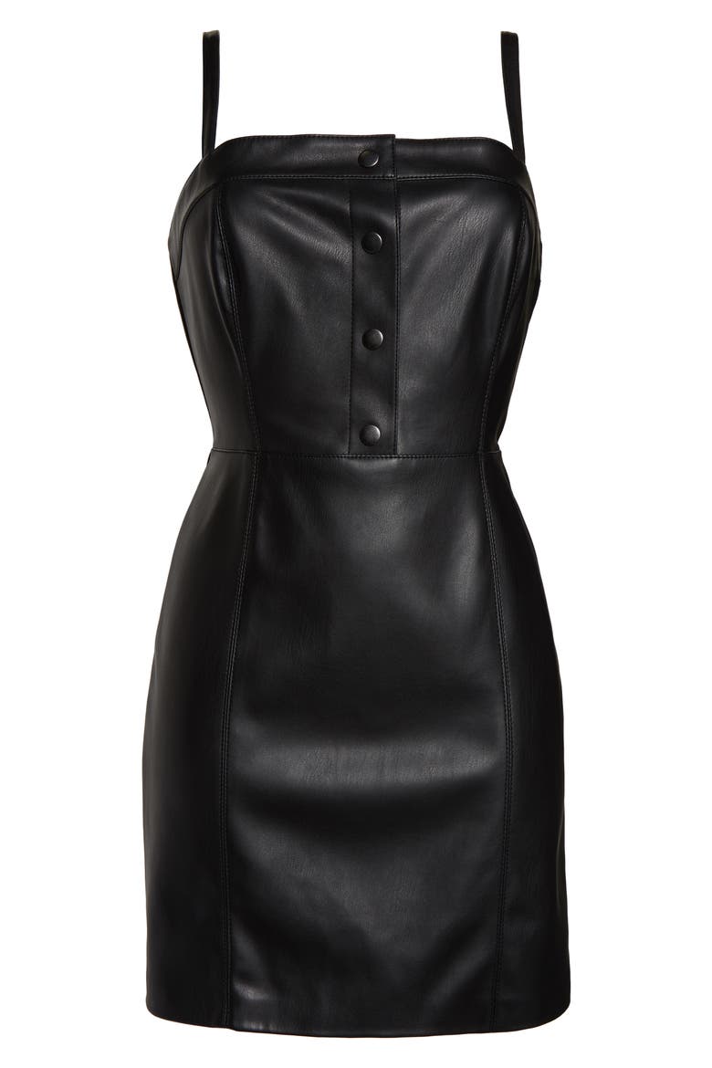 BB Dakota Nice & Cool Faux Leather Minidress, Alternate, color, BLACK