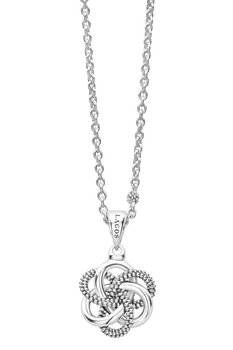 Love Knot Pendant Necklace, Alternate, color, STERLING SILVER
