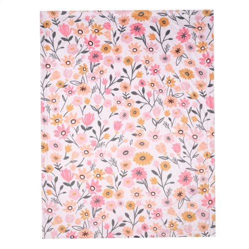 Lambs & Ivy Little Garden Soft Luxurious Floral Warm Fleece Baby Blanket In Pink