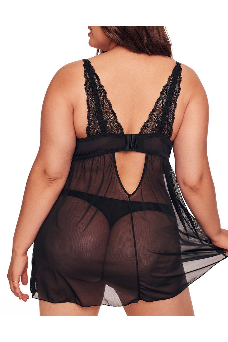 Ella Contour Babydoll Lingerie, Alternate, color, Black