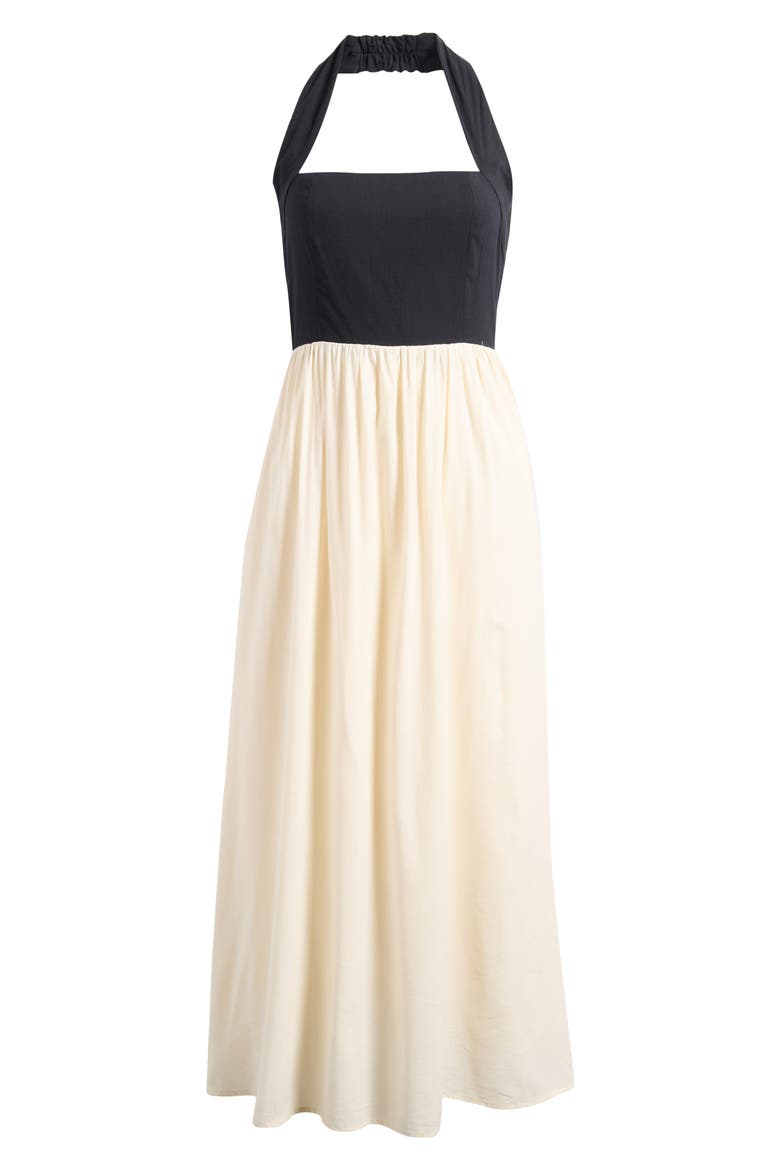 Jayden Halter Neck Maxi Dress, Alternate, color, BLACK CREAM