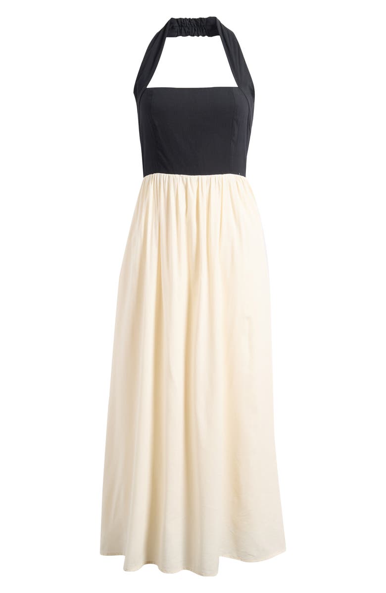 Petal & Pup Jayden Halter Neck Maxi Dress, Alternate, color, Black Cream