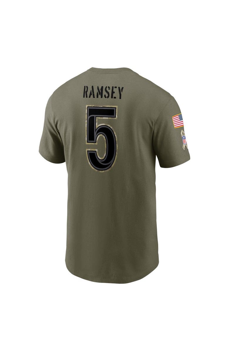 Nike Men's Nike Jalen Ramsey Olive Los Angeles Rams 2022 Salute To Service Name & Number T-Shirt, Alternate, color, 