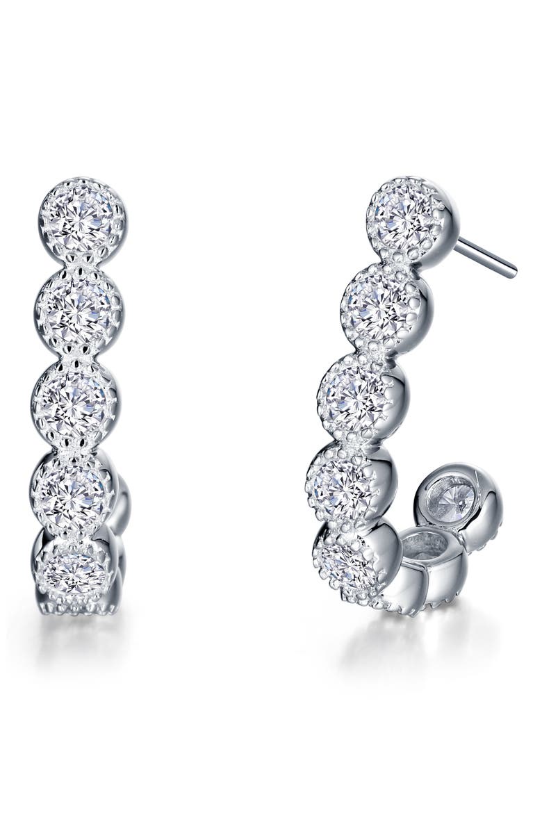 Simulated Diamond Half Hoop Earrings, Main, color, WHITE