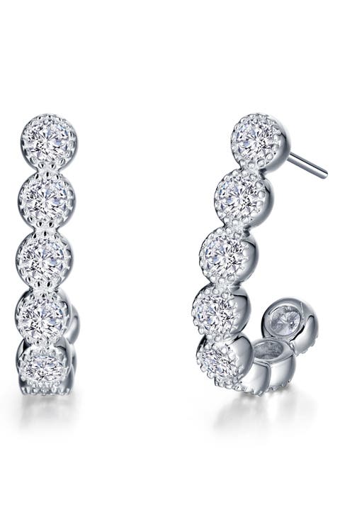 Simulated Diamond Half Hoop Earrings